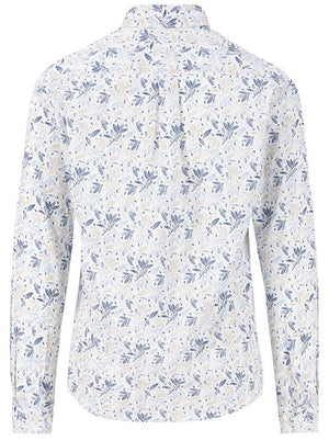 Fynch Hatton - Premium Cotton Leaf Print Beige Shirt