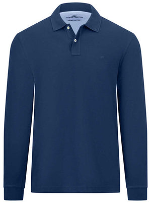 Fynch Hatton - Premium Cotton Blue Long Sleeve Polo