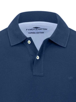 Fynch Hatton - Premium Cotton Blue Long Sleeve Polo