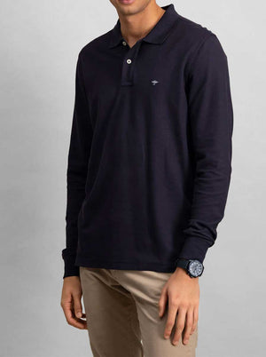 Fynch Hatton - Premium Cotton Navy Long Sleeve Polo