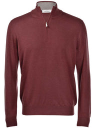 Gran Sasso - Merino Wool Quarter Zip Burgundy Knitwear