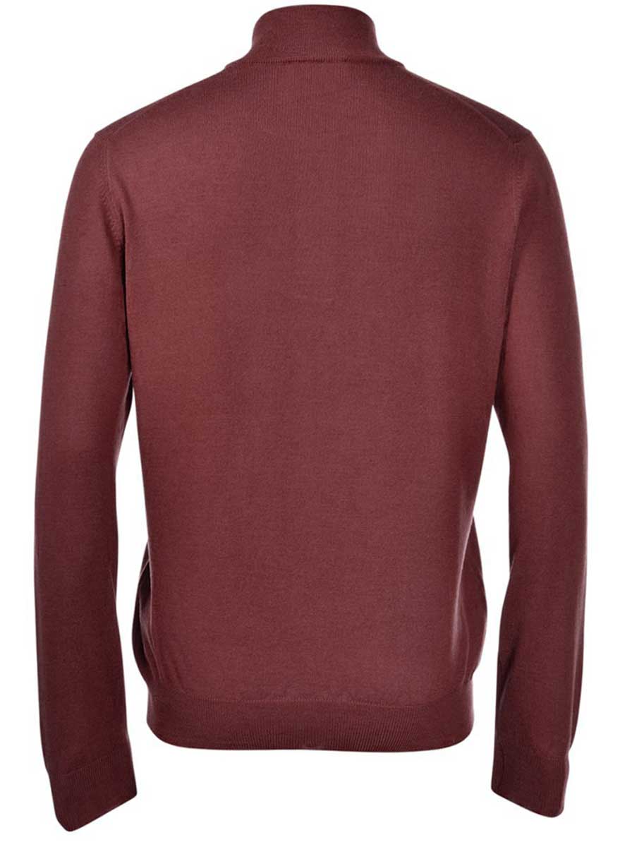 Gran Sasso - Merino Wool Quarter Zip Burgundy Knitwear