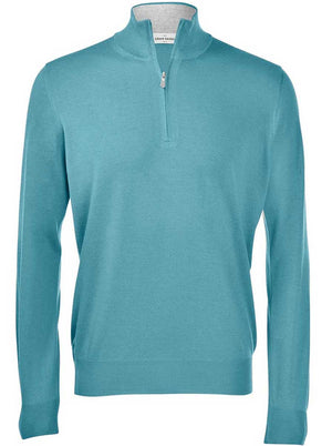 Gran Sasso - Merino Wool Quarter Zip Turquoise Knitwear