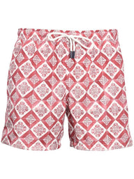 Gran Sasso - Swimming Shorts Red Tile Print