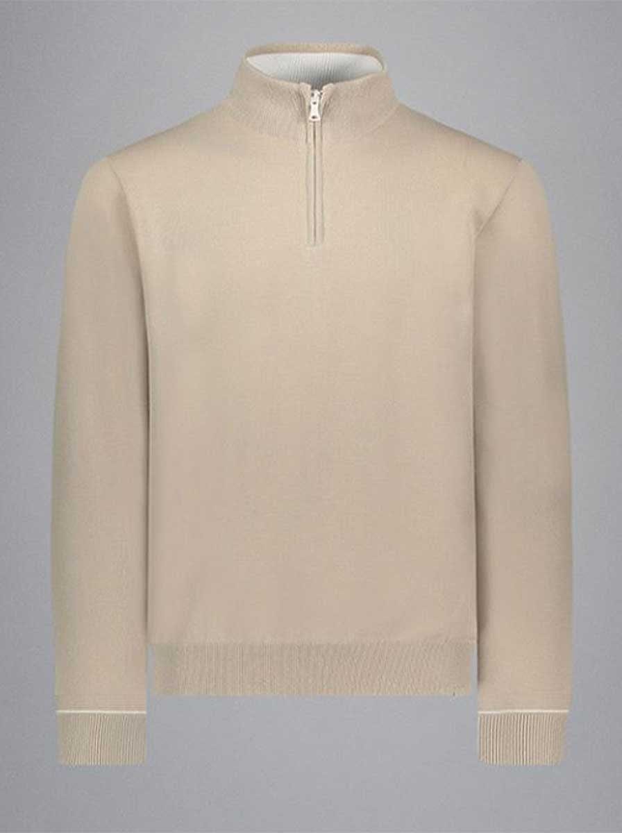 Paul & Shark - Fresco Cotton Quarter Zip Beige Sweater