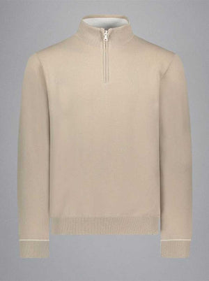 Paul & Shark - Fresco Cotton Quarter Zip Beige Sweater