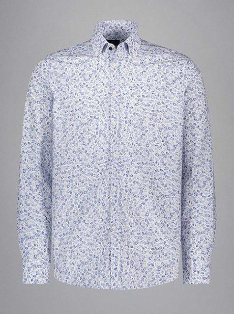 Paul & Shark - Floral Print Cotton Blue Shirt