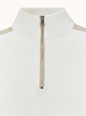 Paul & Shark Knitwear & Jumpers Paul & Shark - Piuma Cotton Off-White Half‑Zip Sweater With Typhoon® Details