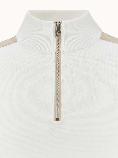 Paul & Shark Knitwear & Jumpers Paul & Shark - Piuma Cotton Off-White Half‑Zip Sweater With Typhoon® Details
