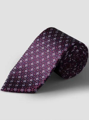 Eton Ties Eton - Medallion Woven Purple Silk Tie