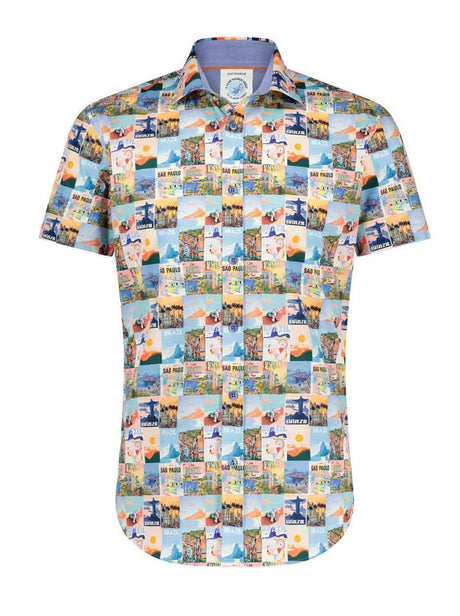 A Fish Named Fred - Rock & Roll Tattoo Print Shirt at Andrew Gardner Navy / XXL