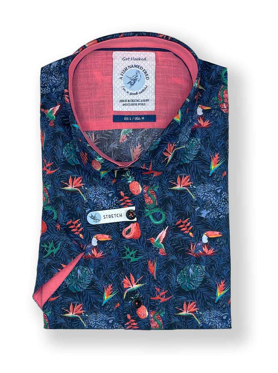 A Fish Named Fred Jungle Print Print Short Sleeve Shirt