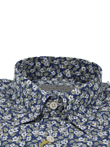 Canali Shirts Canali - Leaf Print Cotton Shirt