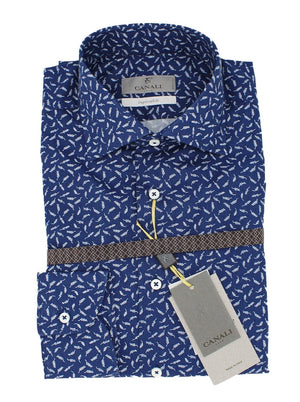 Canali Shirts Canali - Leaf Print Impeccabile Cotton Shirt