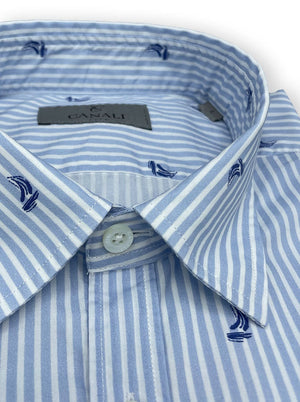 Canali Shirts Canali - Stripe Shirt w/ Yacht Print