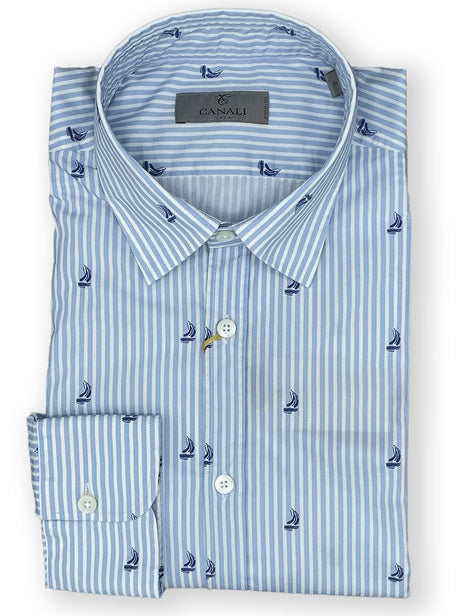 Canali Shirts Canali - Stripe Shirt w/ Yacht Print