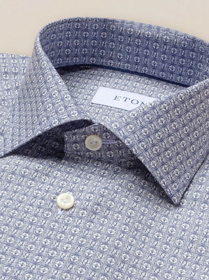 Eton Shirts Eton - Art Deco Logo Print Shirt - Navy