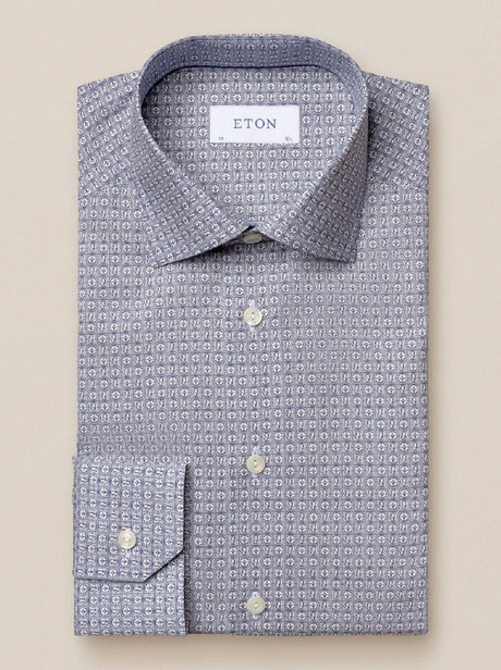 Eton Shirts Eton - Art Deco Logo Print Shirt - Navy