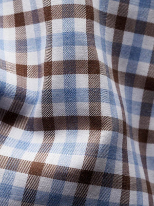 Eton Shirts Eton - Checks Flanell Shirt - Brown & Blue On White