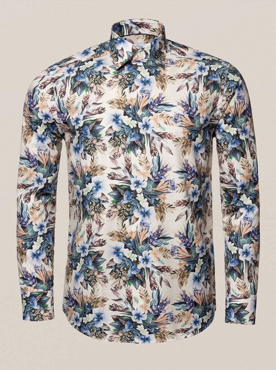 Eton Shirts Eton - Floral Print Fine Twill Shirt