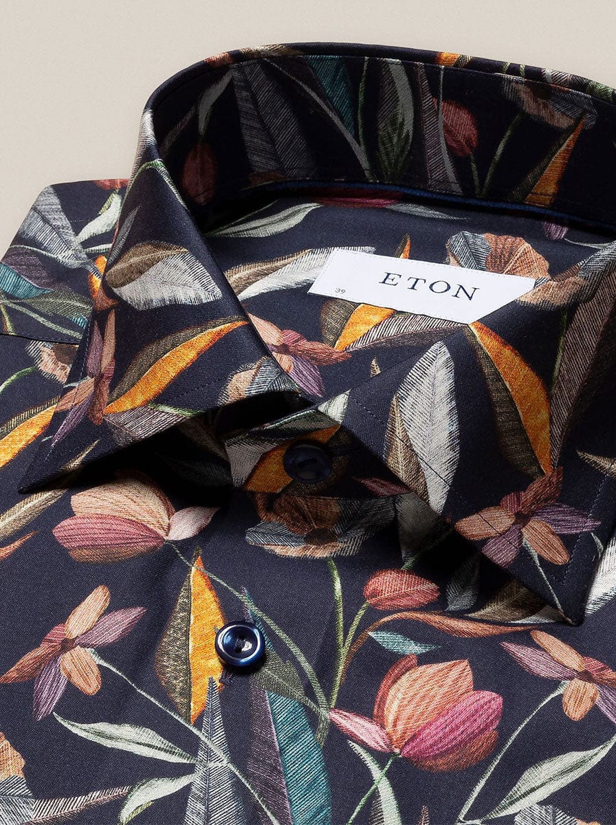 Eton Shirts Eton - Floral Print Signature Twill Shirt