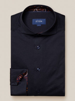 Eton Shirts Eton -  Jersey Shirt w/ Paisley Print Detail