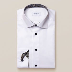 Eton Shirts Eton -  Organic Cotton Signature Twill With Paisley Trim Shirt