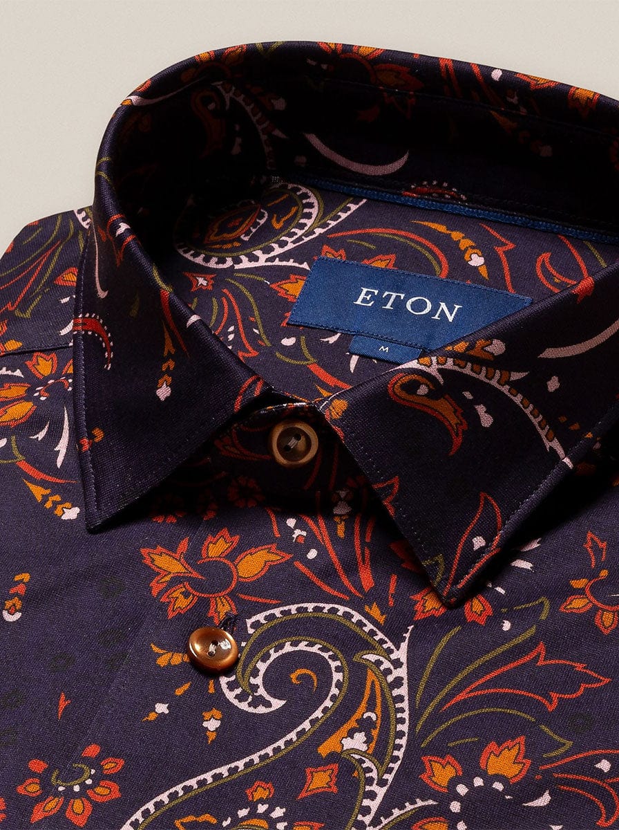 Eton Shirts Eton -  Paisley Print Jersey Shirt