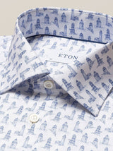 Eton Shirts Eton - Short Sleeve Lighthouse Print Shirt