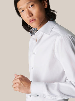 Eton Shirts Eton - Signature Poplin Shirt - Floral Contrast Details