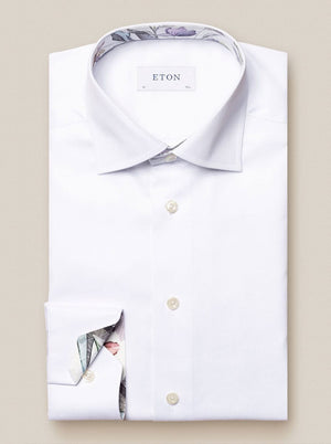 Eton Shirts Eton - Signature Twill Shirt - Floral Contrast Details