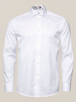 Eton Shirts Eton - Signature Twill Shirt - Floral Contrast Details