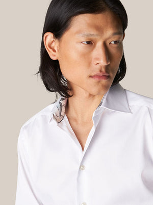 Eton Shirts Eton - Signature Twill Shirt - Floral Contrast Details