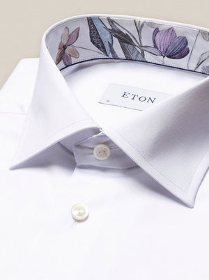 Eton Shirts Eton - Signature Twill Shirt - Floral Contrast Details