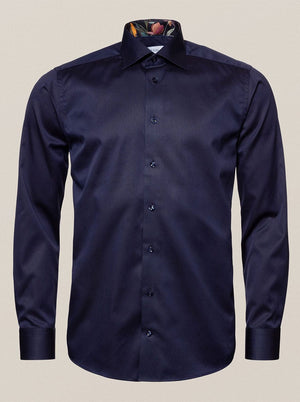 Eton Shirts Eton - Signature Twill Shirt - Floral Contrast Details