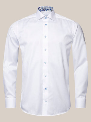 Eton Shirts Eton - Signature Twill Shirt - Floral Contrast Details