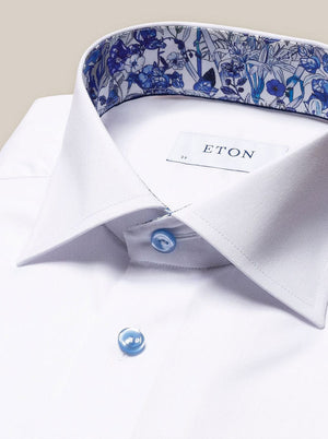 Eton Shirts Eton - Signature Twill Shirt - Floral Contrast Details