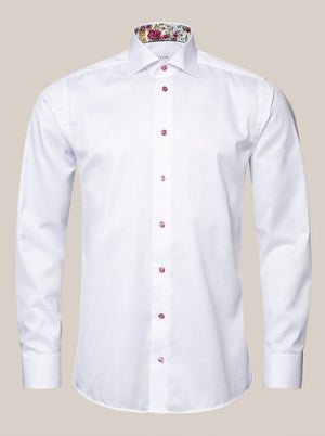 Eton Shirts Eton - Signature Twill Shirt - Floral Contrast Details