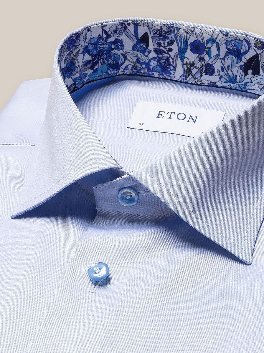 Eton Shirts Eton - Signature Twill Shirt - Floral Contrast Details