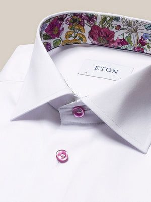 Eton Shirts Eton - Signature Twill Shirt - Floral Contrast Details