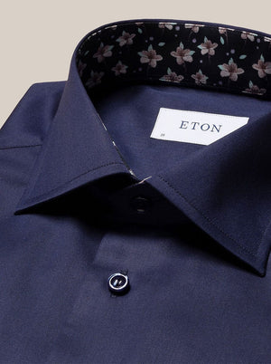 Eton Shirts Eton - Signature Twill Shirt - Floral Contrast Details