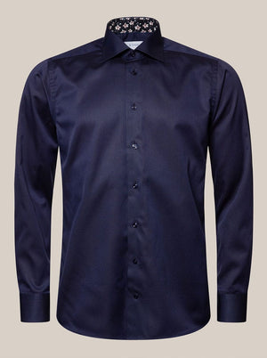 Eton Shirts Eton - Signature Twill Shirt - Floral Contrast Details