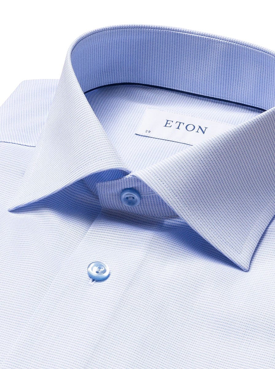 Eton Shirts Eton - Twill Shirt - Coloured Buttons/Pipping