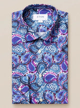 Eton Shirts Eton - Water Colour Paisley Print Shirt - Blue/Purple