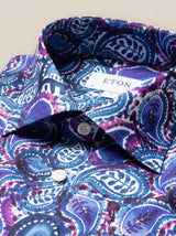 Eton Shirts Eton - Water Colour Paisley Print Shirt - Blue/Purple