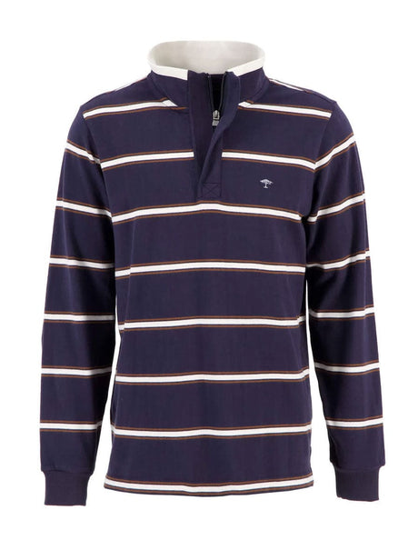 Fynch Hatton Knitwear & Jumpers Fynch Hatton - Half Zip Stripped Sweatshirt