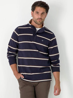 Fynch Hatton Knitwear & Jumpers Fynch Hatton - Half Zip Stripped Sweatshirt