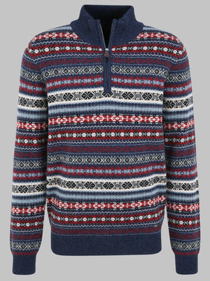 Fynch Hatton Knitwear & Jumpers Fynch Hatton - Scandinavian print half zip knit