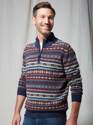 Fynch Hatton Knitwear & Jumpers Fynch Hatton - Scandinavian print half zip knit