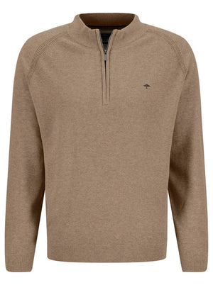 Fynch Hatton Knitwear & Jumpers Fynch Hatton - Structured Cotton Half Zip Mock Neck Jumper